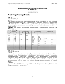 Fresh Stage Carriage Permits