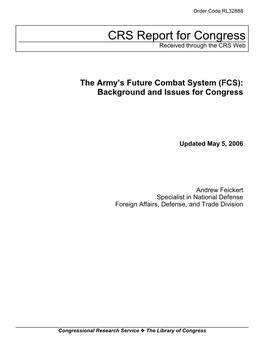 The Army's Future Combat System (FCS)