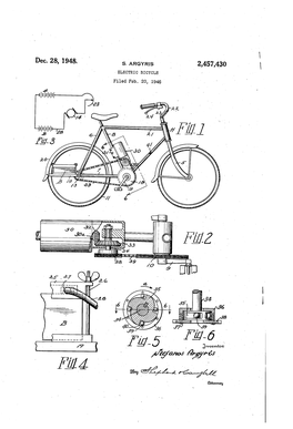 Dec. 28, 1948. S. ARGYRIS - 2,457,430 ELECTRIC BICYCLE Filed Feb