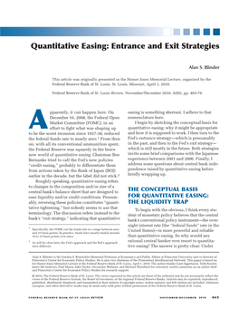Quantitative Easing: Entrance and Exit Strategies