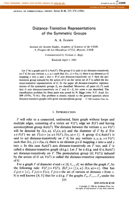 Distance-Transitive Representations of the Symmetric Groups