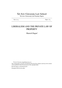 Liberalism and the Private Law of Property