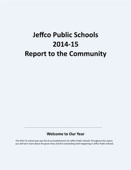 Jeffco Public Schools 2014-15 Report to the Community