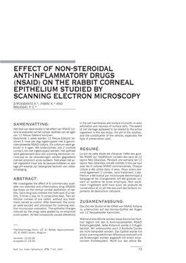 Effect of Non-Steroidal Anti-Inflammatory Drugs (Nsaid) on the Rabbit Corneal Epithelium Studied by Scanning Electron Microscopy