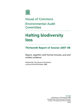 Halting Biodiversity Loss