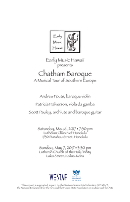 Chatham Baroque a Musical Tour of Southern Europe