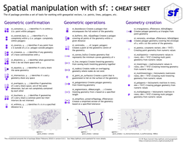 CHEAT SHEET the Sf Package Provides a Set of Tools for Working with Geospatial Vectors, I.E