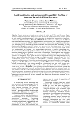 Rapid Identification and Antimicrobial Susceptibility Profiling of Anaerobic Bacteria in Clinical Specimens