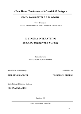 Il Cinema Interattivo. Scenari Presenti E Futuri