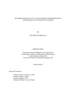 Determination of Fatty Acid Synthesis Intermediates in Escherichia Coli and Bacillus Subtilis