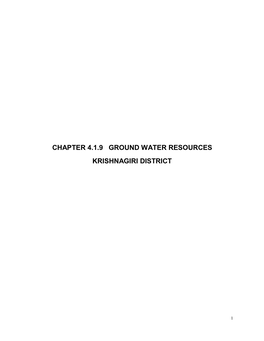 Chapter 4.1.9 Ground Water Resources Krishnagiri District