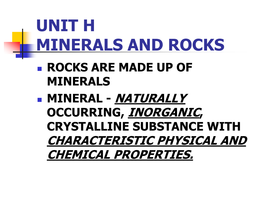 Topic Xi Formation of Rocks