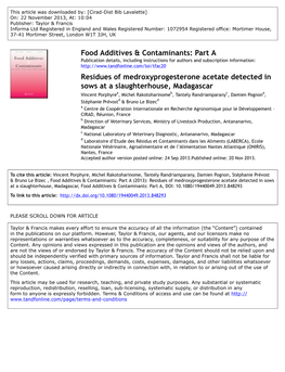 Residues of Medroxyprogesterone Acetate Detected in Sows at A