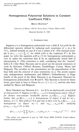 Homogeneous Polynomial Solutions to Constant Coefficient PDE's