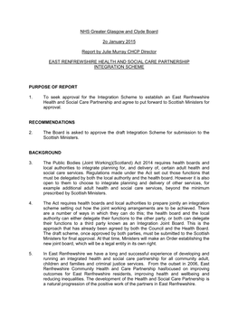 East Renfrewshire Council Must Consult on the Content of the Integration Scheme and the Groups to Be Involved Are Set out in the Regulations