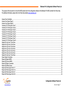 Bitstream Pro Configuration Software Preset List Configuration Software