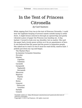 In the Tent of Princess Citronella by Carl Santoro