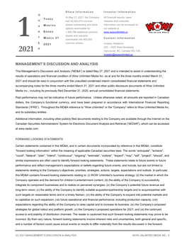 Q1 2021 Management's Discussion & Analysis