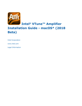 Intel® Vtune™ Amplifier Installation Guide - Macos* (2018 Beta)