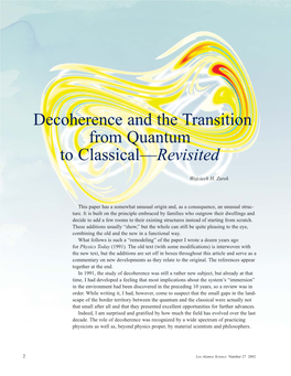 Decoherence and the Transition from Quantum to Classical—Revisited