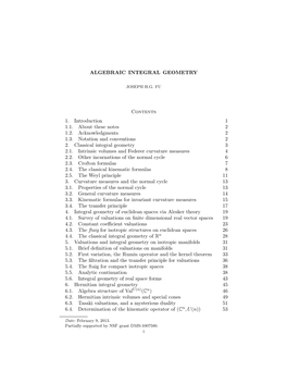 Alegbraic Integral Geometry