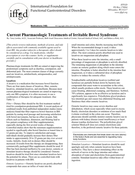 Current Pharmacologic Treatments of Irritable Bowel Syndrome