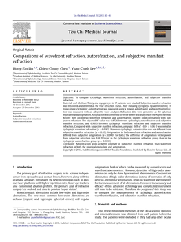 Comparisons of Wavefront Refraction, Autorefraction, and Subjective Manifest Refraction