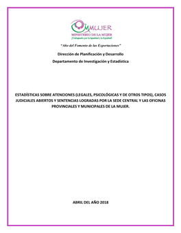 Dirección De Planificación Y Desarrollo Departamento De Investigación Y Estadística