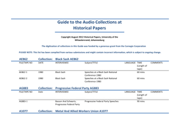 Guide to the Audio Collections at Historical Papers