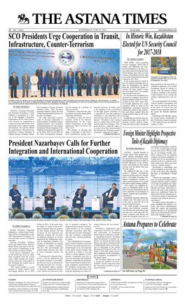 President Nazarbayev Calls for Further Integration and International