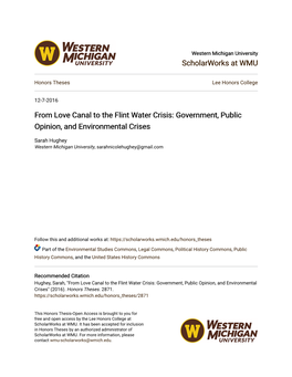 From Love Canal to the Flint Water Crisis: Government, Public Opinion, and Environmental Crises