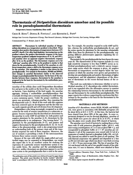 Thermotaxis Ofdictyostelium Discoideum Amoebae and Its Possible Role in Pseudoplasmodial Thermotaxis