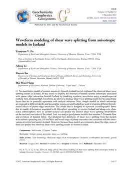 Waveform Modeling of Shear Wave Splitting from Anisotropic Models in Iceland