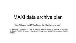 MAXI Data Archive Plan