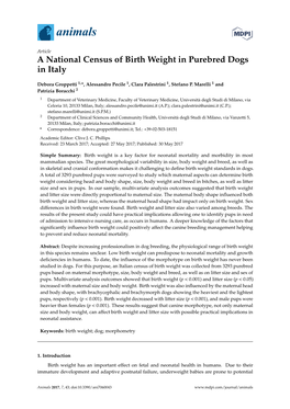 A National Census of Birth Weight in Purebred Dogs in Italy