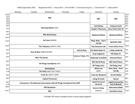 Radio WSKG-WSQX Grid SEPTEMBER 2020