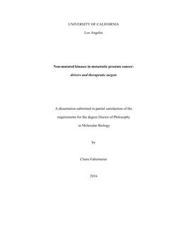 UNIVERSITY of CALIFORNIA Los Angeles Non-Mutated Kinases in Metastatic Prostate Cancer