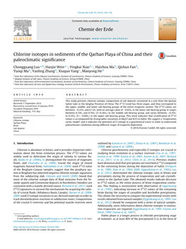 Chlorine Isotopes in Sediments of the Qarhan Playa of China and Their