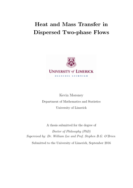 Heat and Mass Transfer in Dispersed Two-Phase Flows