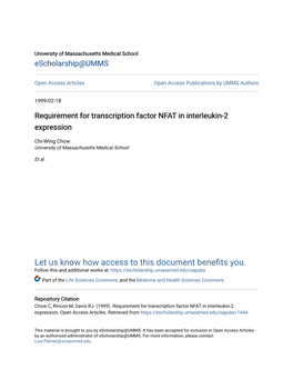 Requirement for Transcription Factor NFAT in Interleukin-2 Expression