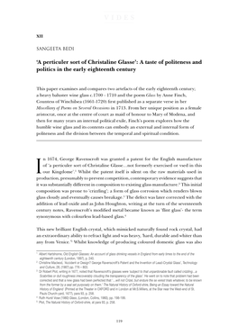 'A Perticuler Sort of Christaline Glasse': a Taste of Politeness And