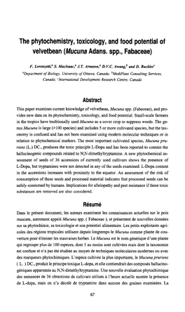 The Phytochemistry, Toxicology, and Food Potential of Velvetbean (Mucuna Adans