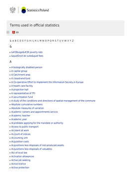 Statistics Poland / Metainformation / Glossary / Terms Used in Official