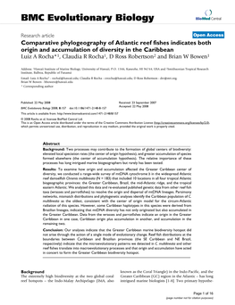 Comparative Phylogeography of Atlantic Reef Fishes Indicates Both