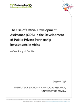 (ODA) in the Development of Public-Private Partnership Investments in Africa