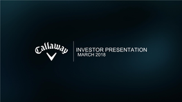 Investor Presentation March 2018 Important Notices