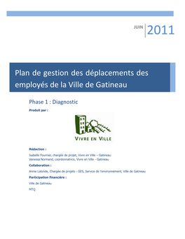 Plan De Gestion Des Déplacements Des Employés De La Ville De Gatineau