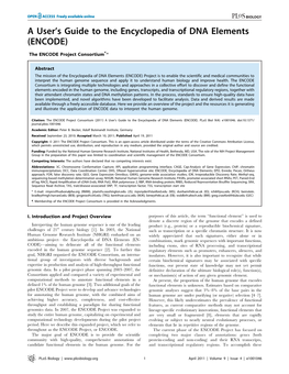 A User's Guide to the Encyclopedia of DNA Elements (ENCODE)