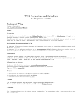 WCA Regulations and Guidelines WCA Regulations Committee