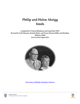 Philip and Helen Akrigg Fonds
